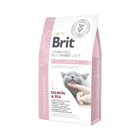 Сухой беззерновой гипоаллергенный корм Brit VDC Hypoallergenic для взрослых кошек с лососем - 2 кг