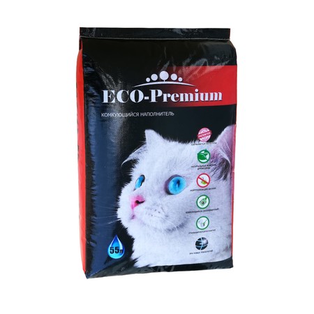 36160c000 Комкующийся древесный наполнитель ECO-Premium Green с гранулами зеленого цвета - 20 л