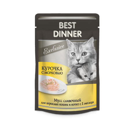 36257c000 Best Dinner Exclusive паучи для кошек при восстановлении мусс сливочный с курочкой и морковью - 0