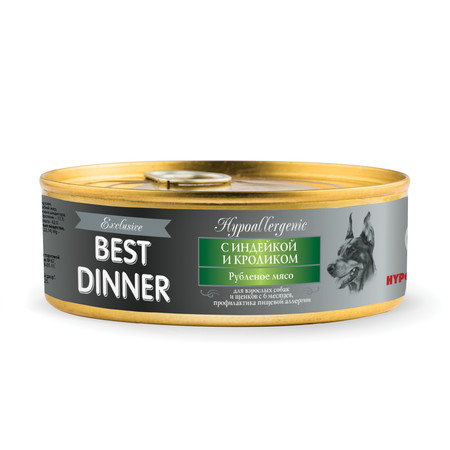 36269c000 Best Dinner Exclusive Hypoallergenic консервы для собак при проблемах пищеварения с индейкой и кроликом - 0