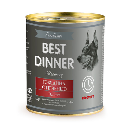 Best Dinner Exclusive Recovery консервы для собак при восстановлении паштет с говядиной и печенью - 0