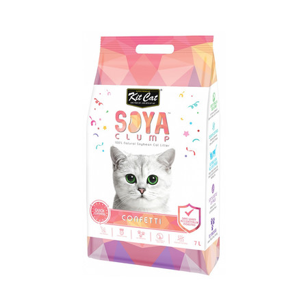 36554c000 Kit Cat SoyaClump Soybean Litter Confetti соевый биоразлагаемый комкующийся наполнитель с легким ароматом клубники - 7 л