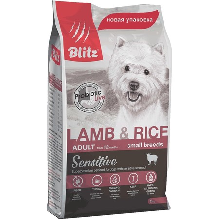 36672c000 Сухой корм Blitz Adult Small Breeds Lamb & Rice для взрослых собак мелких пород с ягненком и рисом - 500 г