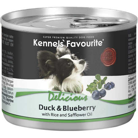 36714c000 Влажный корм Kennels` Favourite Duck & Blueberry для взрослых собак всех пород с уткой и черникой - 200 г