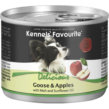 Влажный корм Kennels` Favourite Goose & Apples для взрослых собак всех пород с гусем и яблоком - 200 г