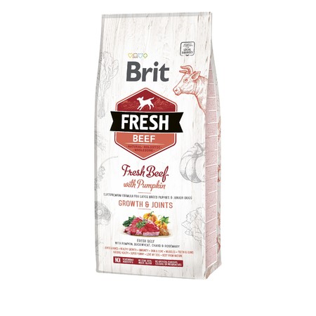 Сухой корм Brit Fresh Beef with Pumpkin Puppy Large Bones & Joints для щенков крупных пород с говядиной и тыквой - 12 кг