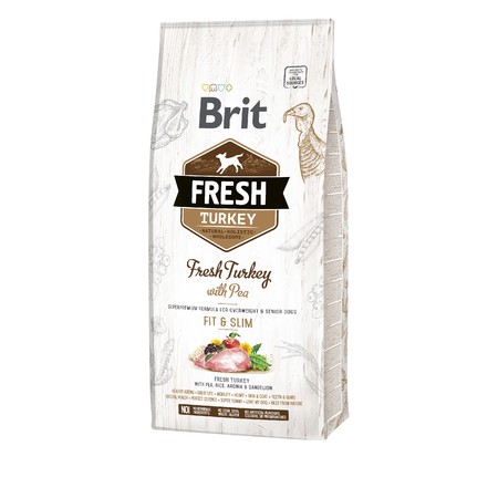 Сухой корм Brit Fresh Turkey with Pea Light Fit & Slim для собак для контроля веса с индейкой и горохом - 12 кг
