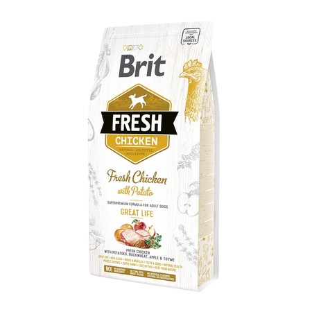 36795c000 Сухой корм Brit Fresh Chicken with Potato Adult Great Life для взрослых собак всех пород с курицей и картофелем - 2