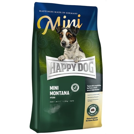 36878c000 Сухой корм Happy Dog Supreme Sensible Mini Mоntana для взрослых собак мелких пород при пищевой аллергии и чувствительном пищеварении с кониной - 1 кг