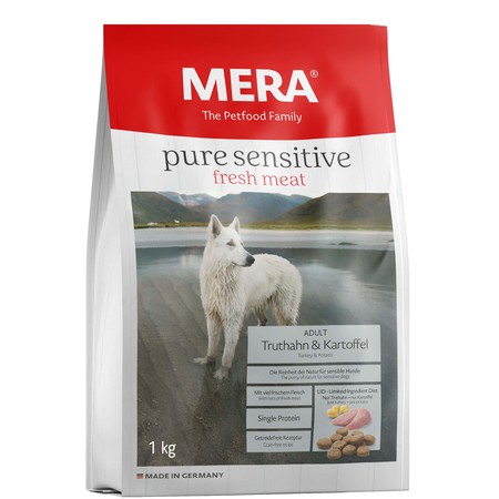 36895c000 Сухой корм Mera Pure Sensitive Adult Truthahn & Kartoffel для взрослых собак с индейкой и картофелем - 1 кг