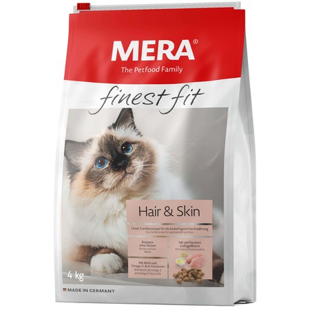 36913c000 Сухой корм Mera Finest Fit Hair & Skin для взрослых кошек для красивой кожи и шерсти с курицей