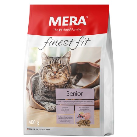 36917c000 Сухой корм Mera Finest Fit Senior 8+ для пожилых кошек с курицей - 400 г