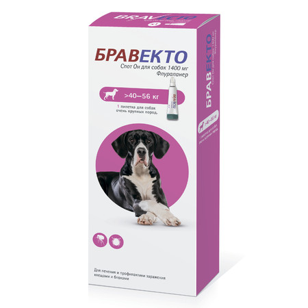 36947c000 Intervet Бравекто капли от блох и клещей для собак массой от 40 до 56 кг