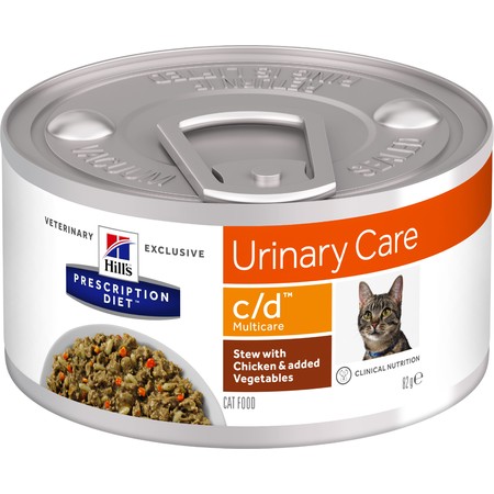 37018c000 Hill's Prescription Diet c/d Multicare Urinary Care влажный диетический корм для кошек для поддержания здоровья мочевыводящих путей рагу с курицей овощами - 82 г
