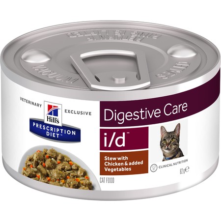 37019c000 Hill's Prescription Diet i/d Digestive Care влажный диетический корм для кошек для поддержания здоровья ЖКТ рагу с курицей овощами - 82 г