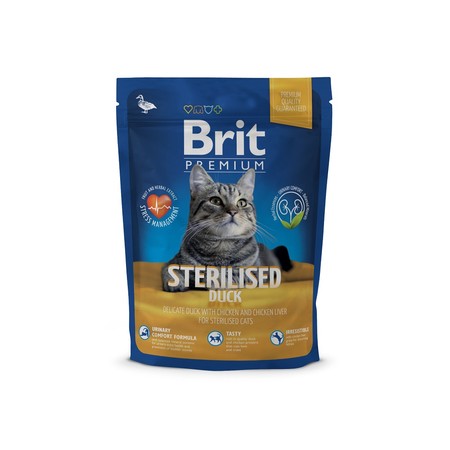 Сухой корм Brit Premium Cat Sterilised для стерилизованных кошек с уткой