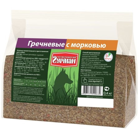 37347c000 Каша для собак Четвероногий гурман гречка с морковью - 400 г