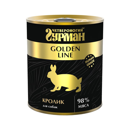Влажный корм Четвероногий Гурман Golden line кролик натуральный в желе для собак - 340 г